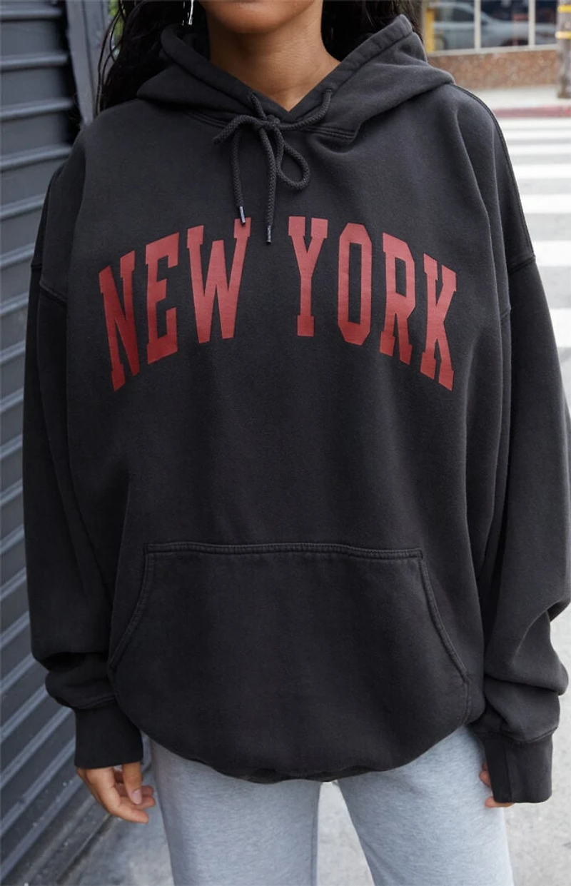 John Galt Black Christy New York Oversized Hoodie