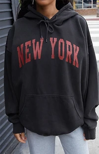 John Galt Black Christy New York Oversized Hoodie