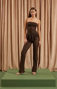Beverly and Beck Sheer Lace Flare Pants