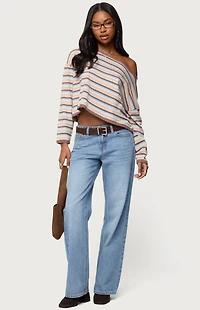 Edikted Alexis Off Shoulder Striped Knit Top