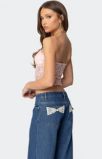 Edikted Odilia Sheer Lace Strapless Top