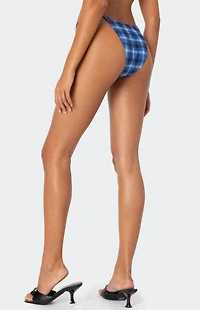 Edikted Preppy Plaid String High Cut Bikini Bottom