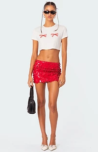 Edikted Bowie Embroidered Cropped T-Shirt