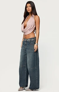 Edikted Studded Backless Cowl Neck Top