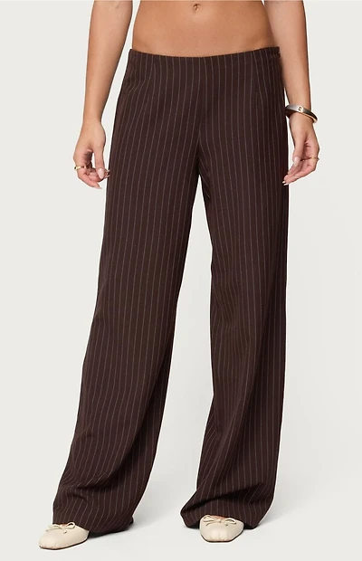 Edikted Kerie Pinstripe Low Rise Wide Leg Trousers
