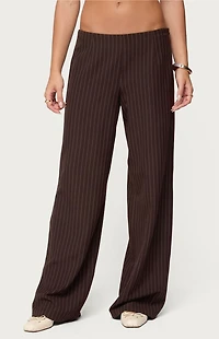 Edikted Kerie Pinstripe Low Rise Wide Leg Trousers