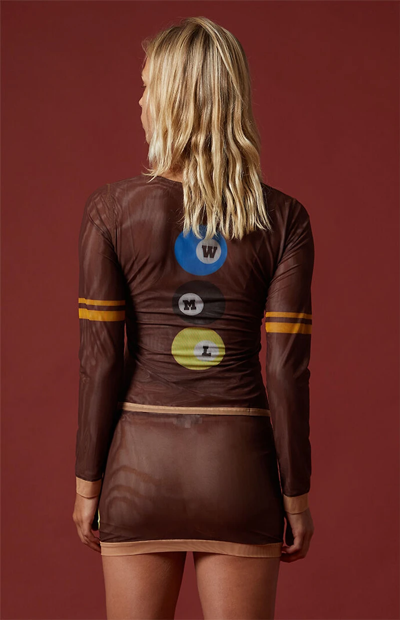 WISH ME LUCK Billiards Mesh long Sleeve Top