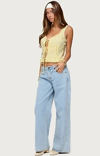 Edikted Floral Split Low Rise Jeans