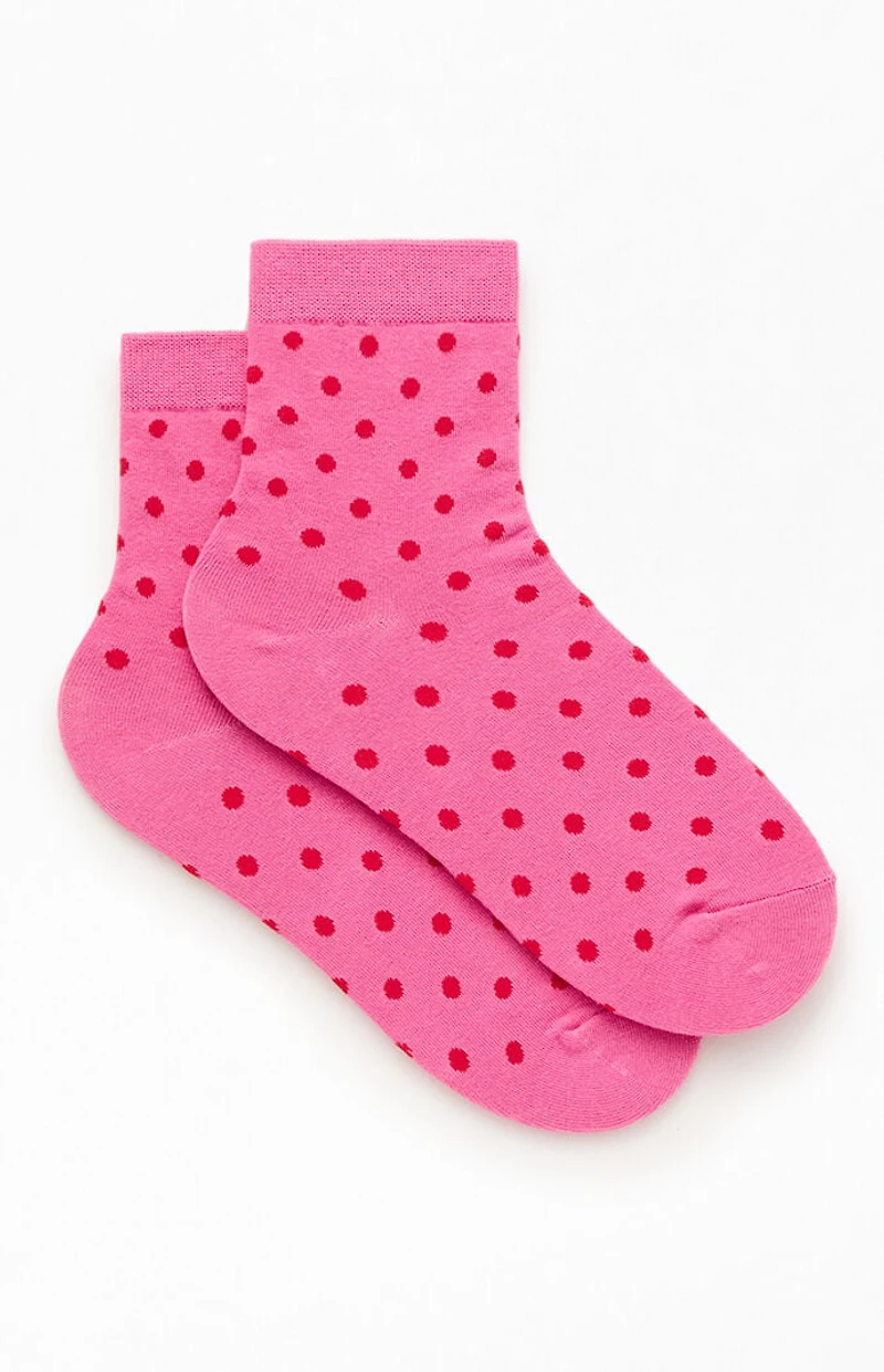John Galt Pink Polka Dot Ankle Socks