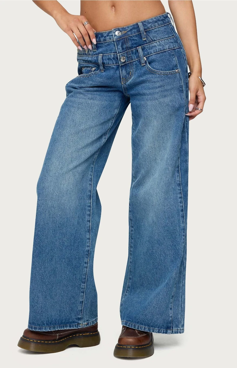 Edikted Abel Layered Look Low Rise Jeans