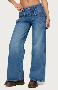Edikted Abel Layered Look Low Rise Jeans