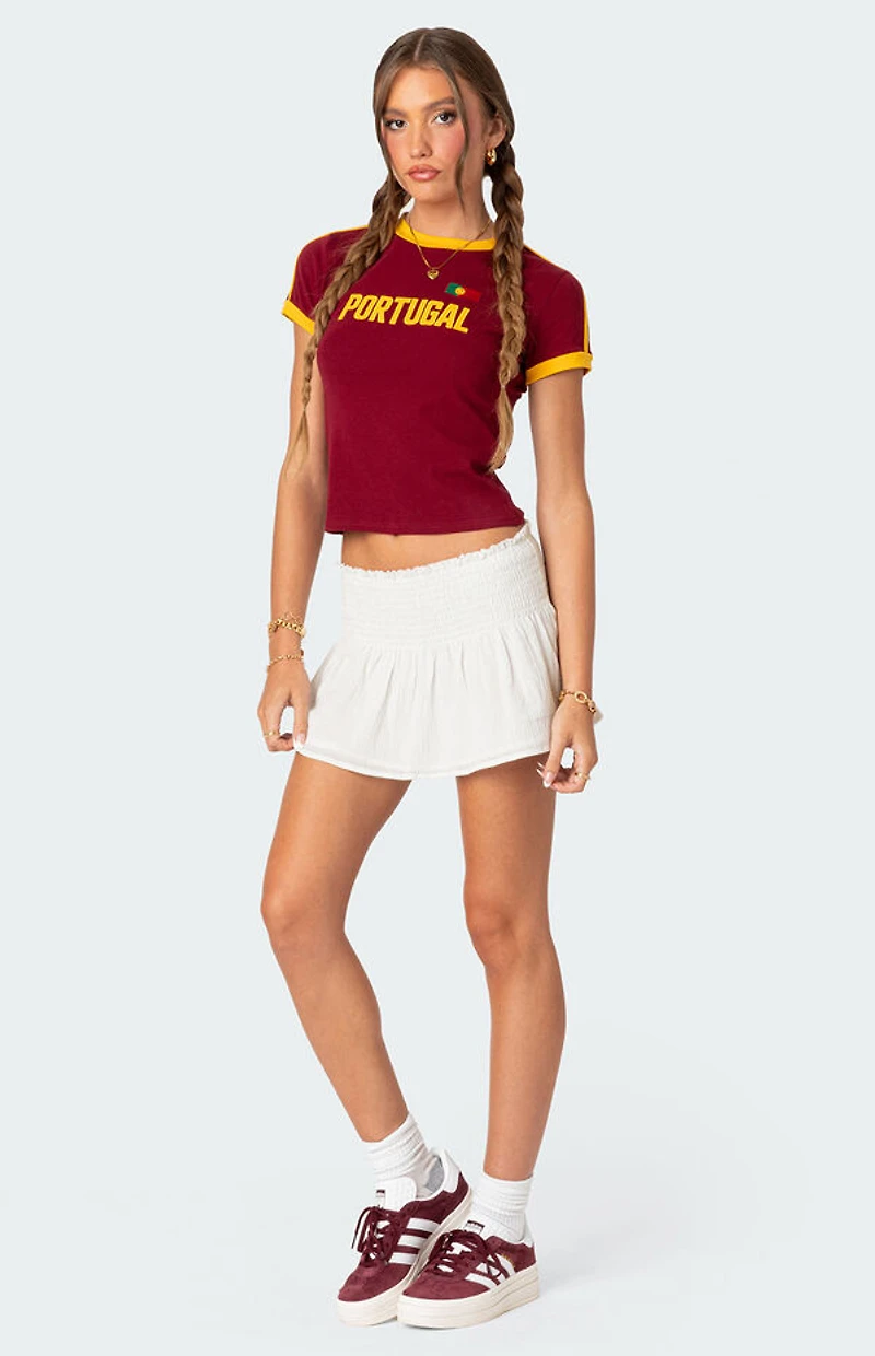 Edikted Camellia Cotton Scrunch Mini Skirt
