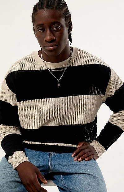 Pacsun Horizon Striped Crochet Long Sleeve T-Shirt