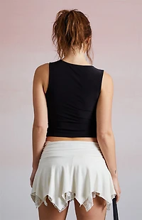 Third Charm Lace Asymmetrical Mini Skort