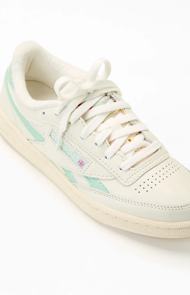 Reebok Women's White & Green Club C Revenge Sneakers