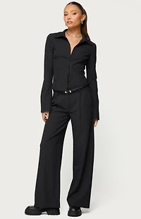 Edikted Pinstripe Tailored Straight Leg Pants