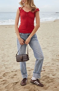 John Galt Red Malena Top