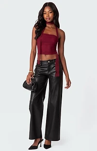 Edikted Gathered Two Piece Mesh Scarf Top