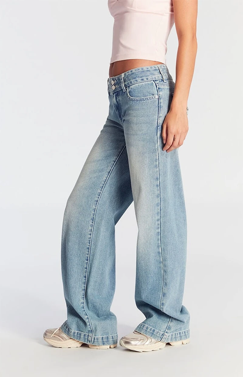Pacsun Casey Low Rise Baggy Jeans Button Medium Indigo