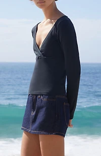 John Galt Black Amara Long Sleeve Top