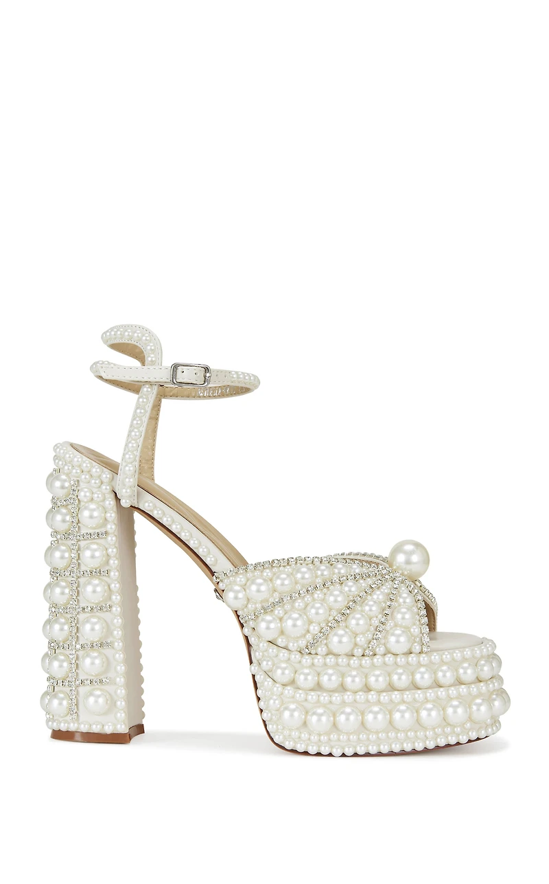 AZALEA WANG Women's Astrella White Platform Heeled Sandals
