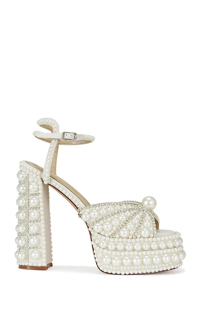 AZALEA WANG Women's Astrella White Platform Heeled Sandals