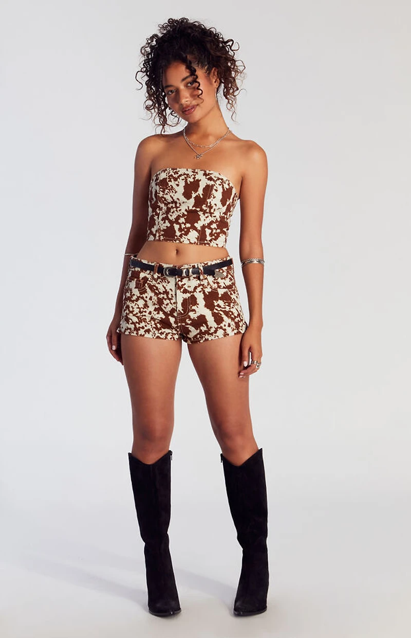 Pacsun Cow Print Denim Micro Shorts