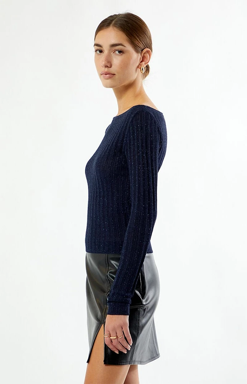 Beverly and Beck Bailey Boat Neck Glitter Sweater