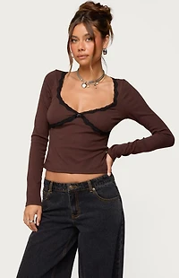 Edikted Porta Contrast Lacey Top