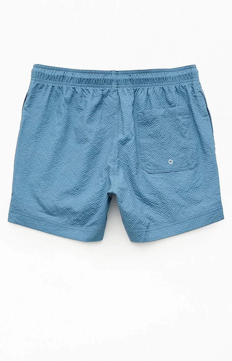 Pacsun Blue Logo Seersucker 4.5" Swim Trunks