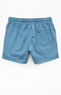 Pacsun Blue Logo Seersucker 4.5" Swim Trunks