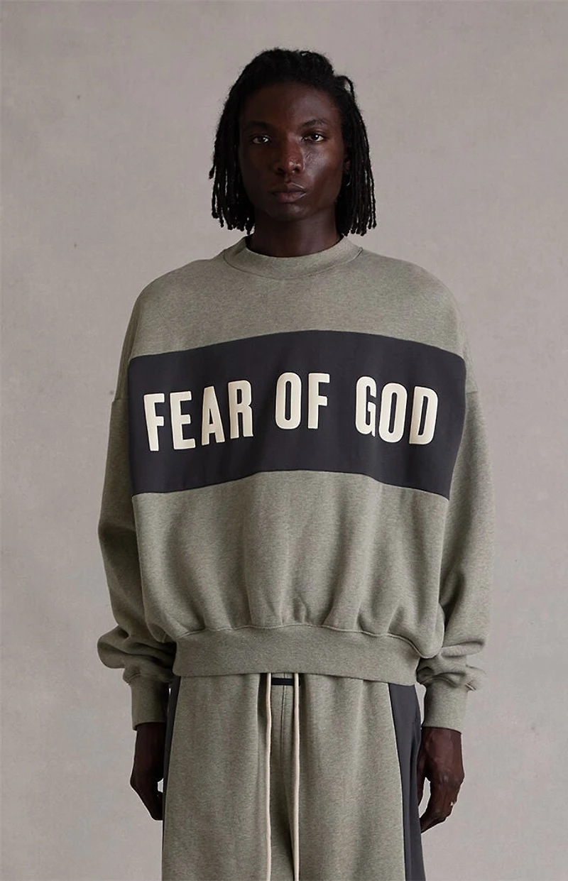Fear of God ESSENTIALS Seal Paneled Cropped Relaxed Crew Neck Sweatshirt