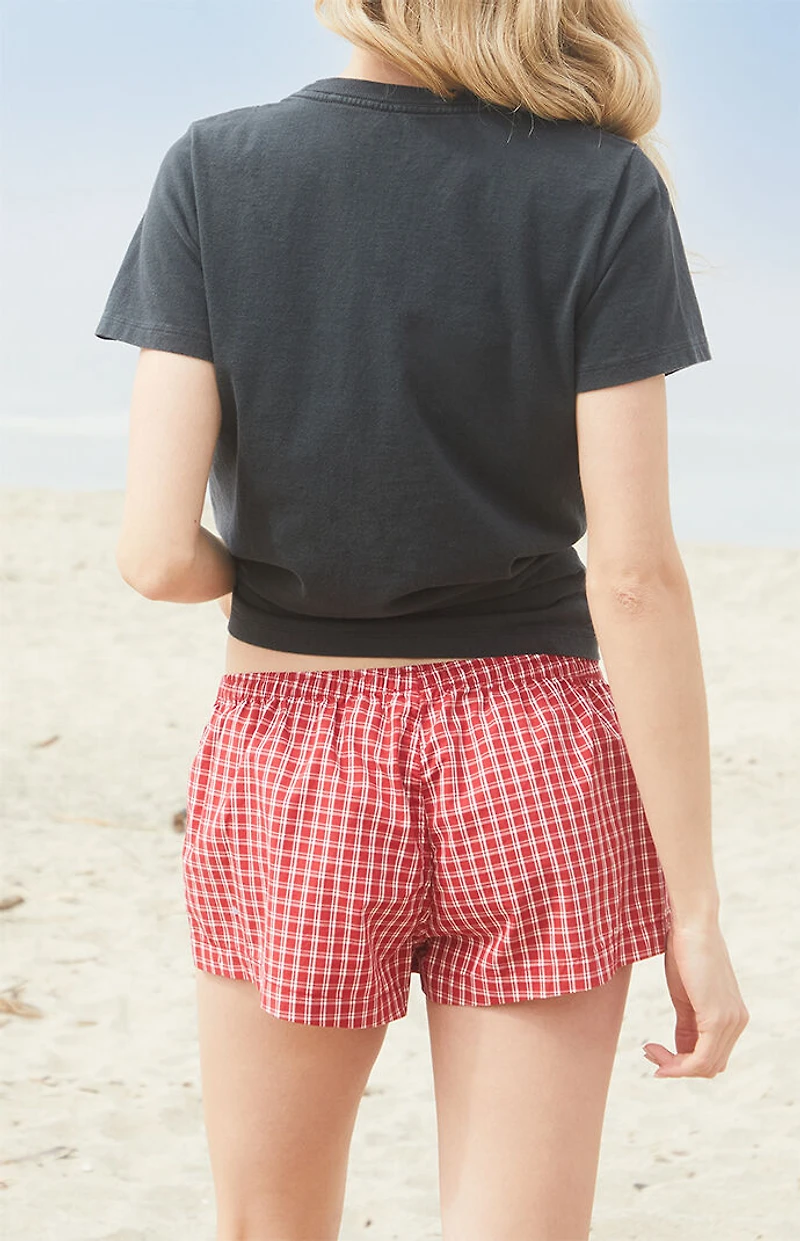 John Galt Red Plaid Keira Pajama Boxer Shorts