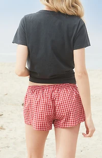 John Galt Red Plaid Keira Pajama Boxer Shorts