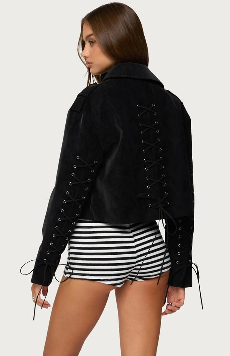 Edikted Ryder Faux Suede Biker Jacket