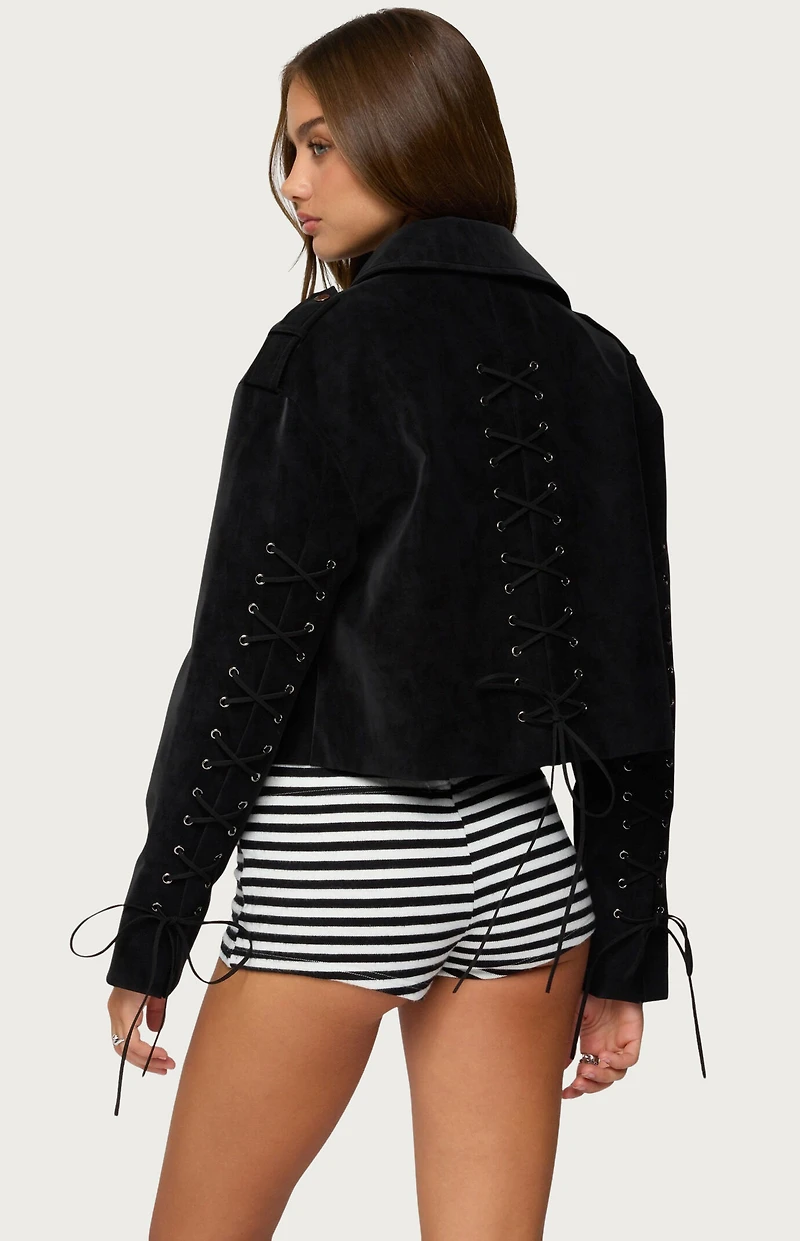 Edikted Ryder Faux Suede Biker Jacket