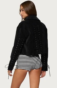 Edikted Ryder Faux Suede Biker Jacket