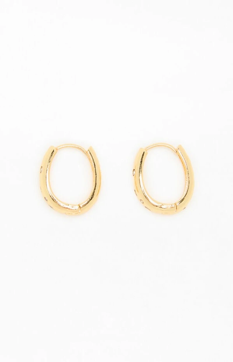 LA Hearts 14K Gold Plated Oval Hoop Earrings