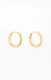 LA Hearts 14K Gold Plated Oval Hoop Earrings
