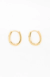 LA Hearts 14K Gold Plated Oval Hoop Earrings