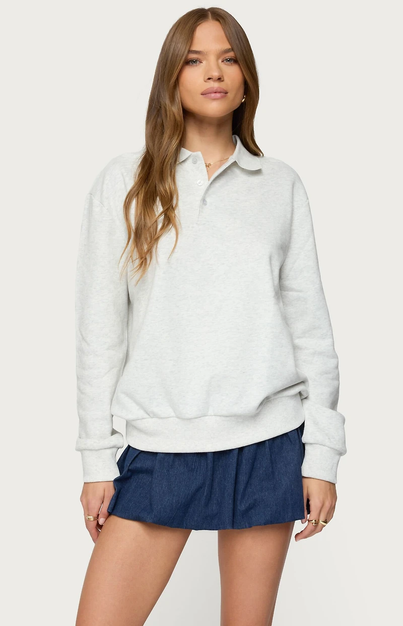 Edikted Scholar Oversized Polo Sweatshirt