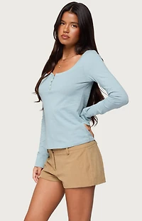 Edikted Steffey Scoop Neck Henley Top