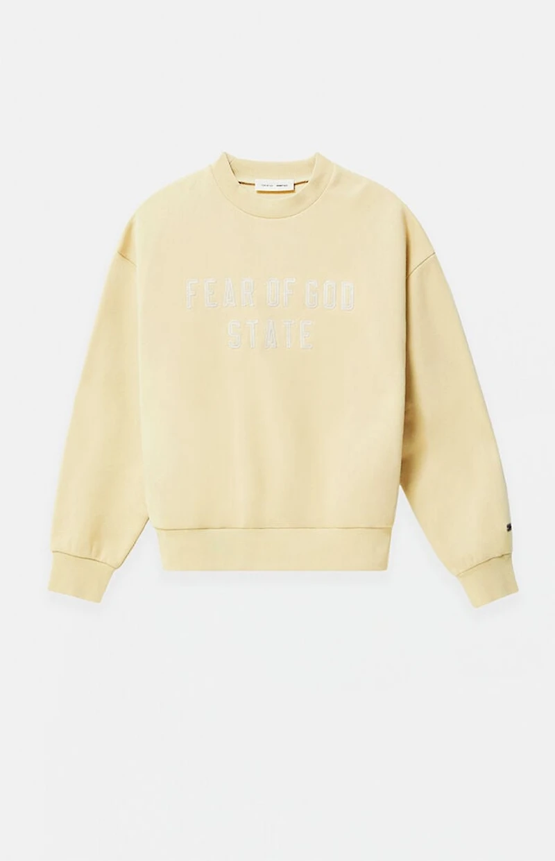 Fear of God ESSENTIALS Garden Yellow '90s Fit Fleece Crew Neck Sweatshirt