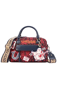 True Religion Red Multi Patch Graphic Satchel Bag