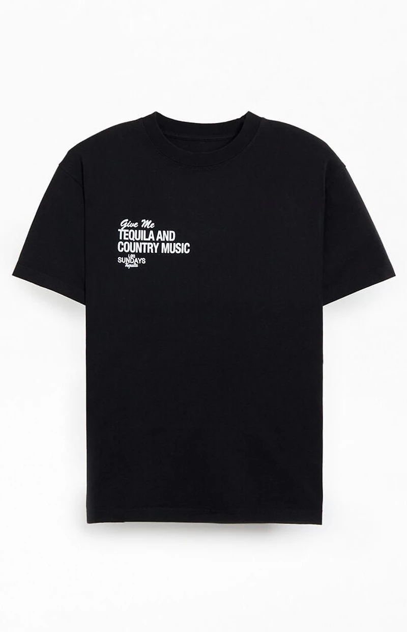 Los Sundays Black The Tequila & Country Music T-Shirt
