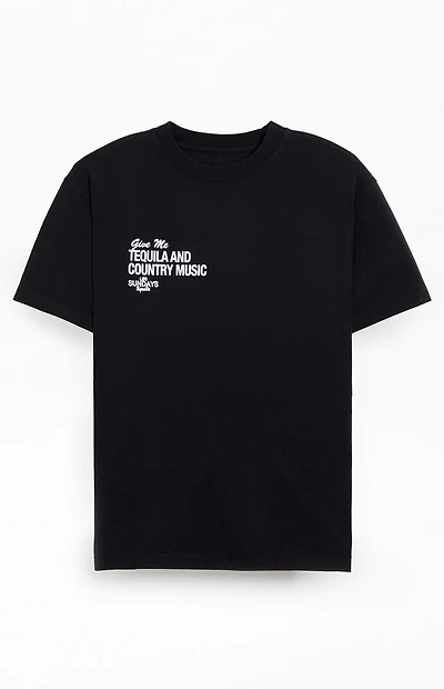 Los Sundays Black The Tequila & Country Music T-Shirt