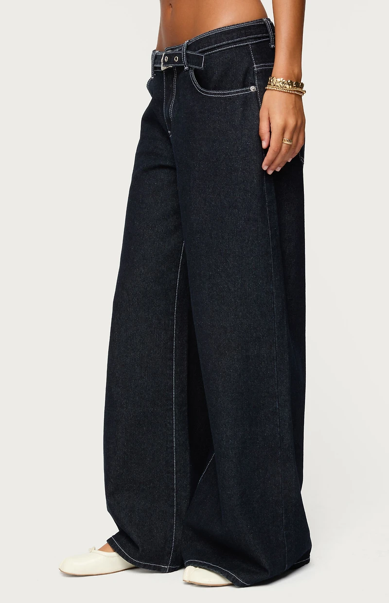 Edikted Karah Belt Low Rise Jeans