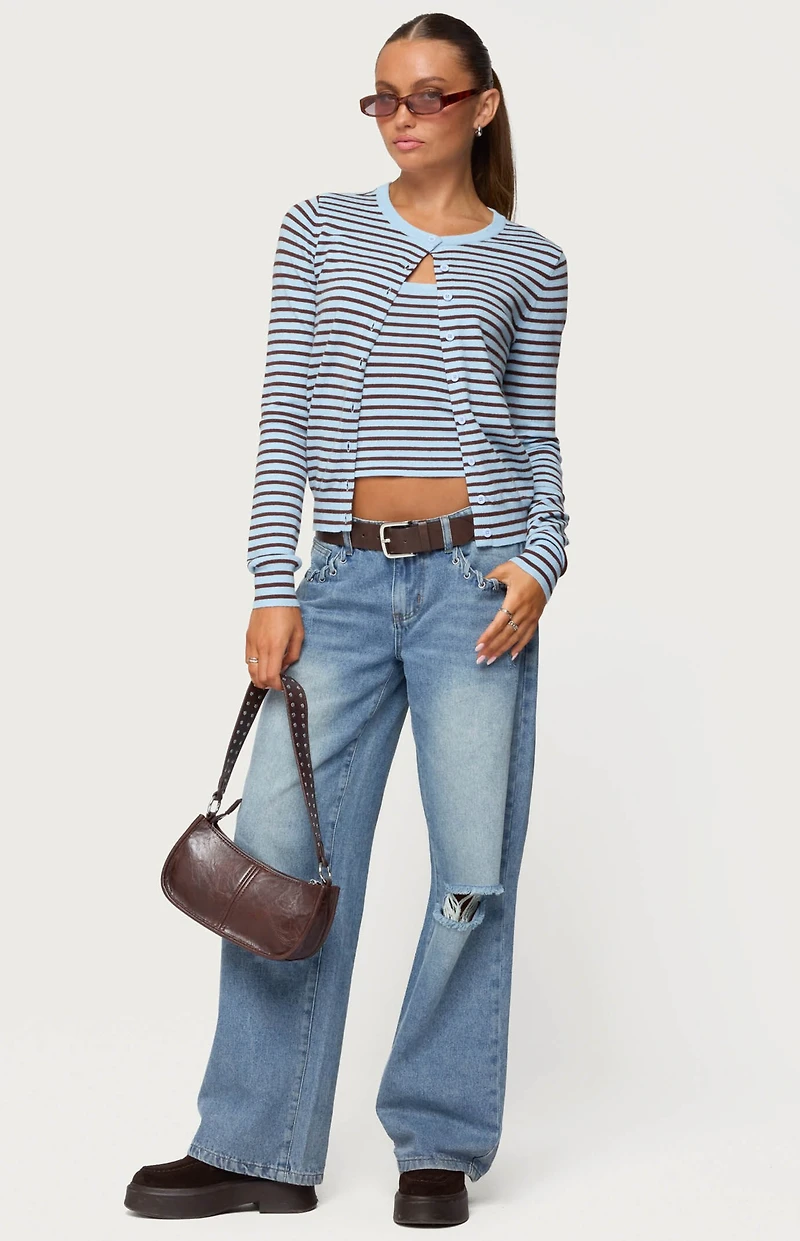 Edikted Dutton Distressed Low Rise Jeans