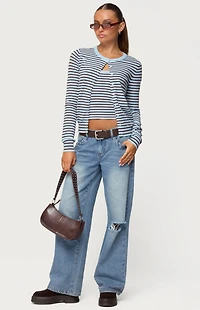 Edikted Dutton Distressed Low Rise Jeans