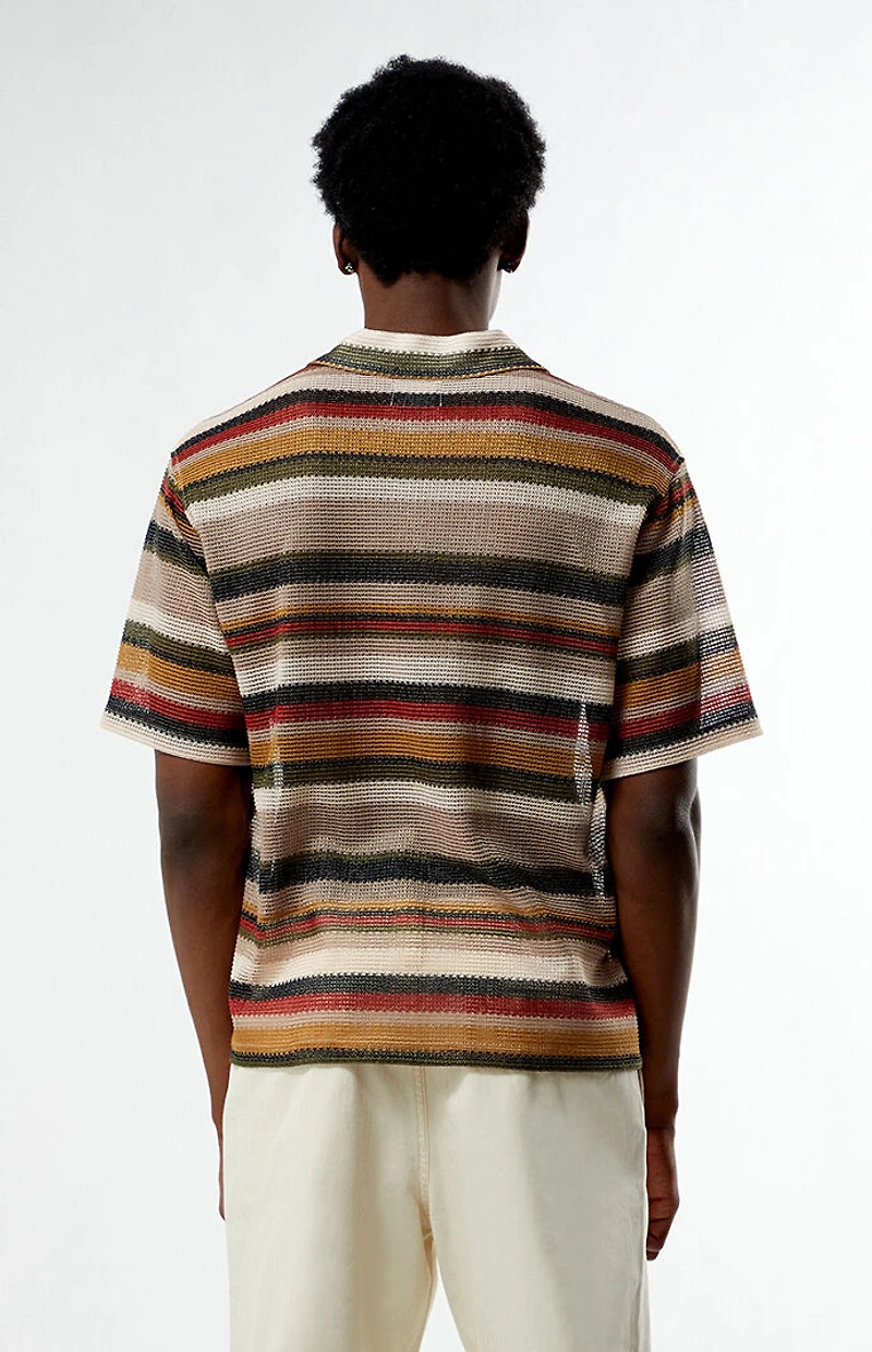 Pacsun Textured Striped Oversized Resort Camp Shirt